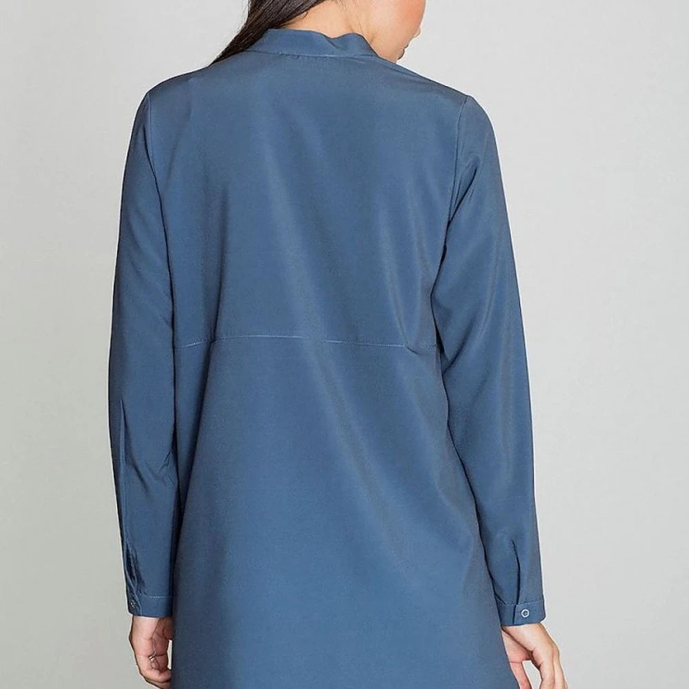 Tunic with Stand-Up Neckline and Long Sleeves