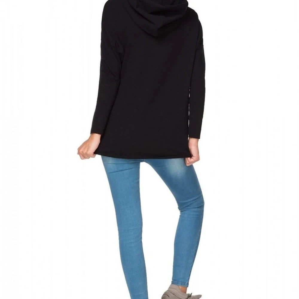Knit Hooded Sweatshirt with Raw Edges