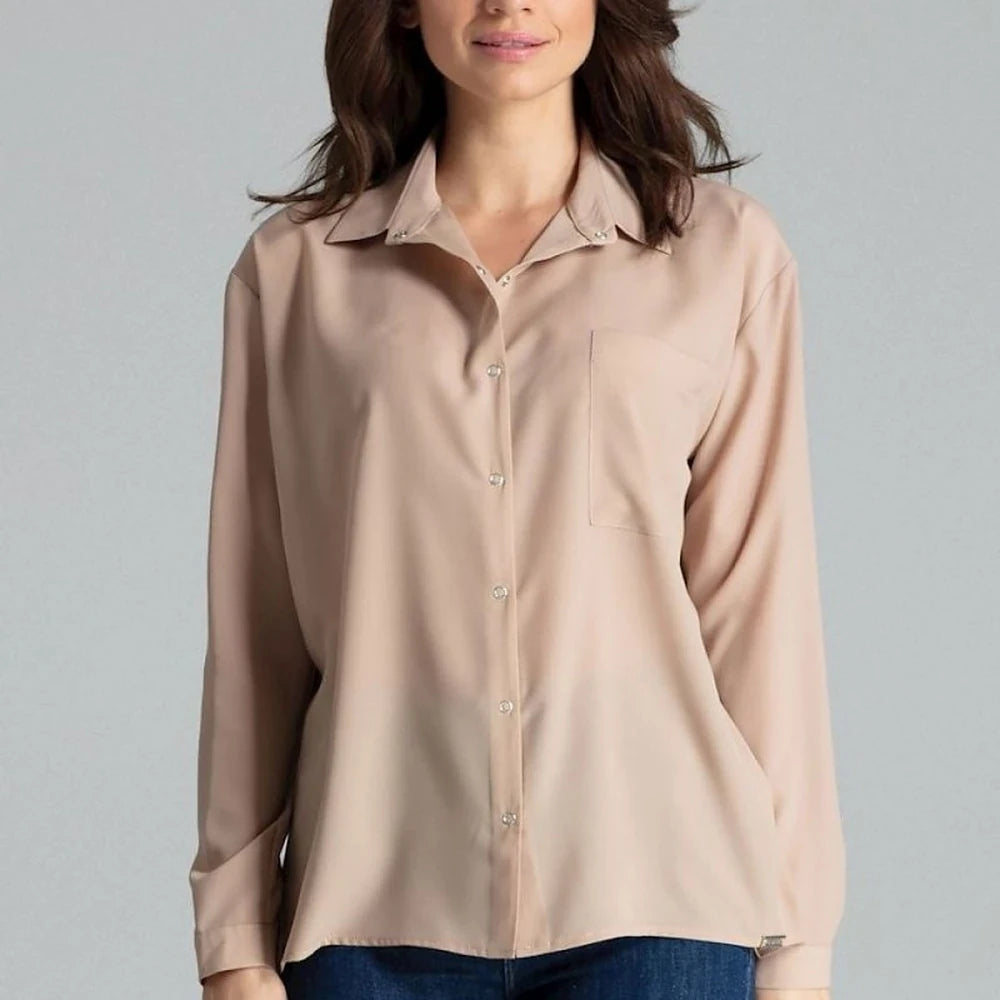 Long Sleeve Button-Up Shirt with Pocket