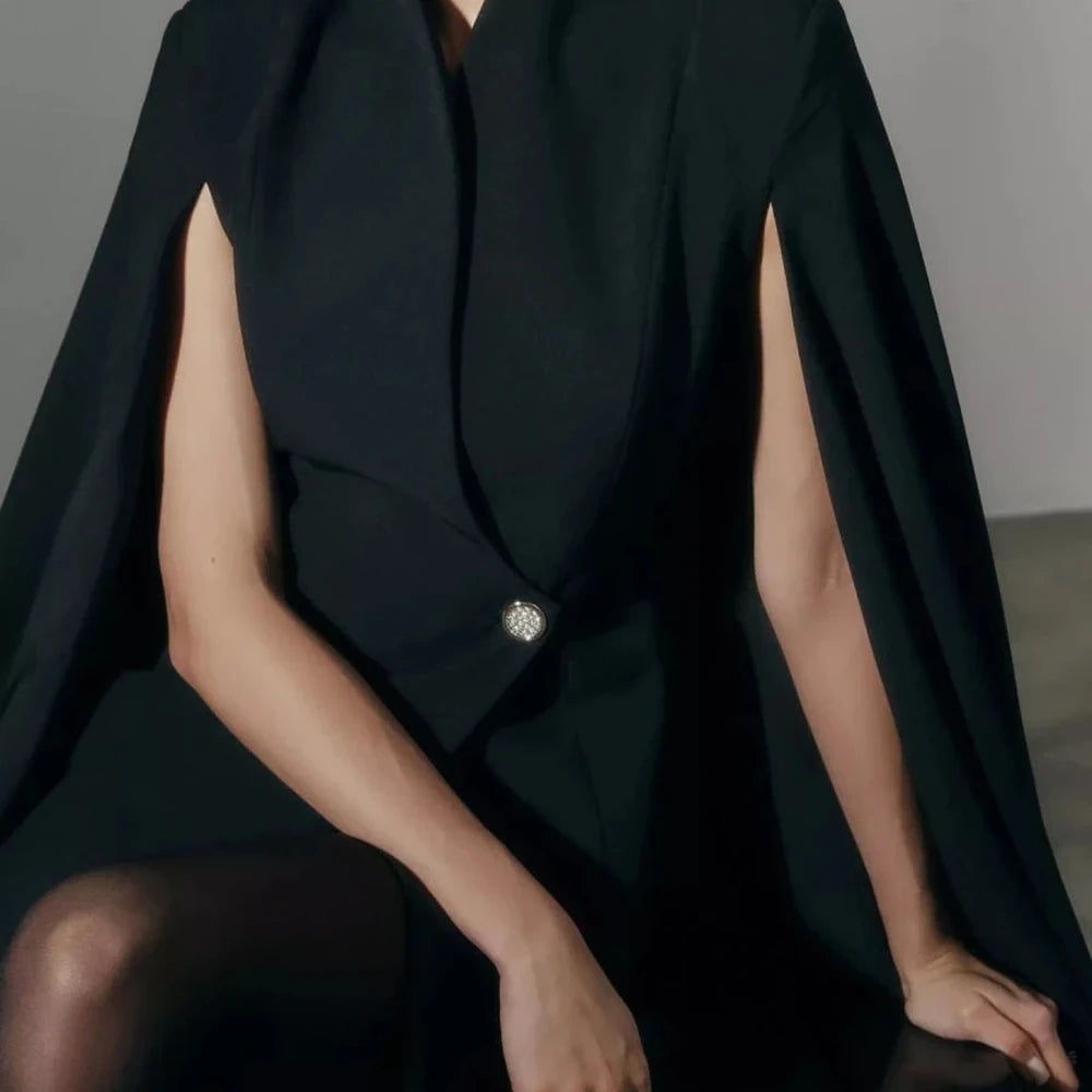 Fitted Blazer Dress with Cape Sleeves