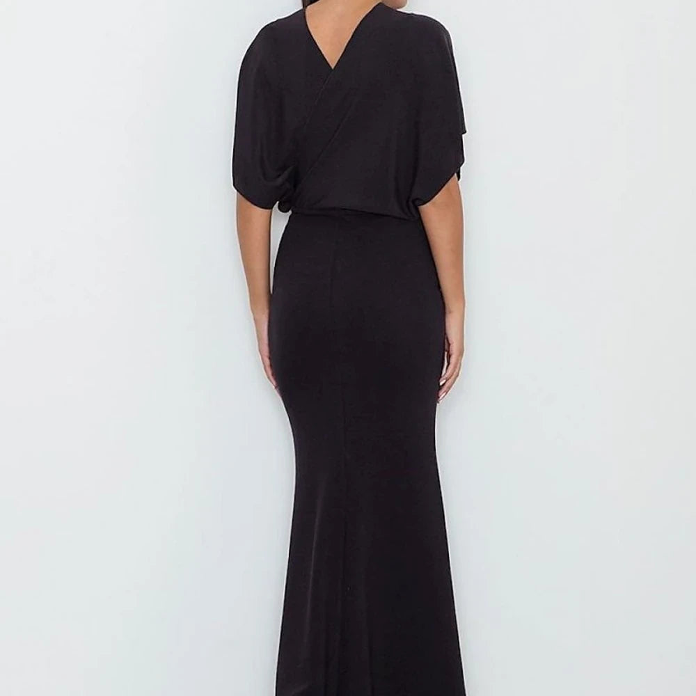 Fitted Long Dress with Transparent Top