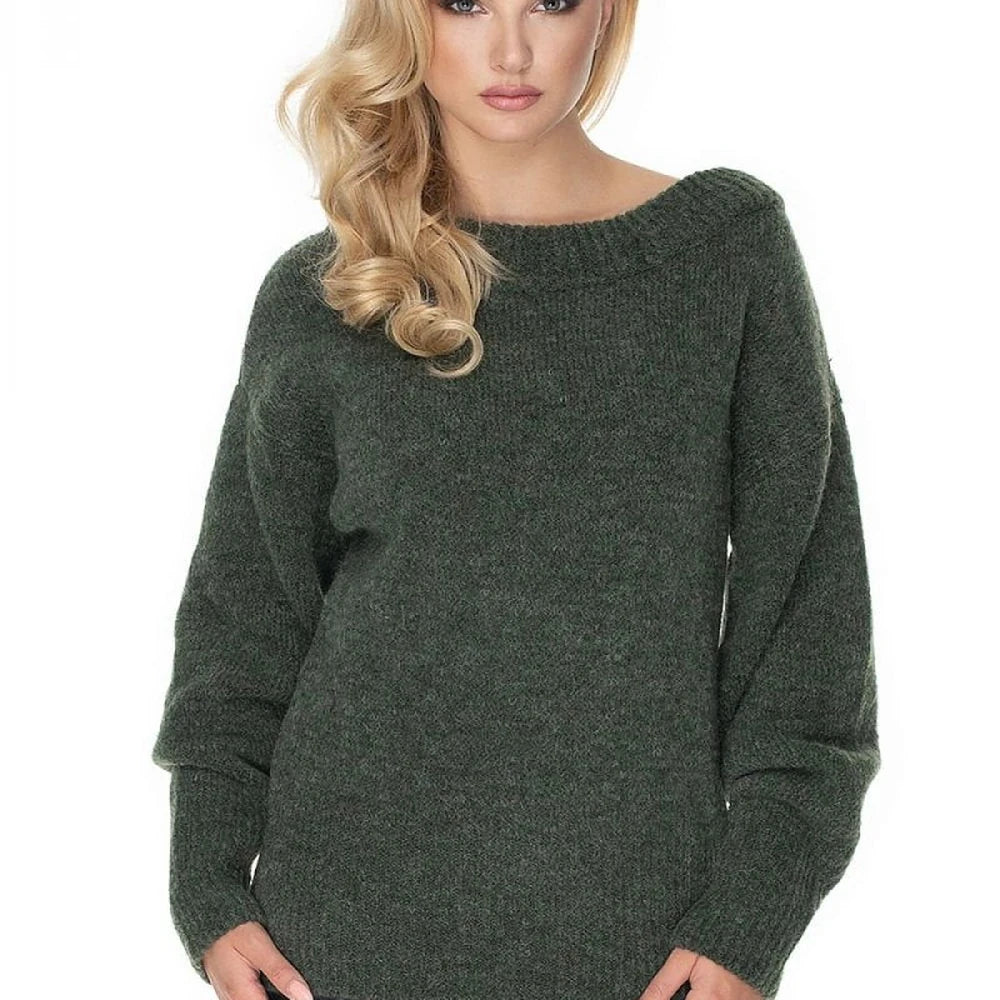 Wool Blend Boat Neck Oversize Sweater