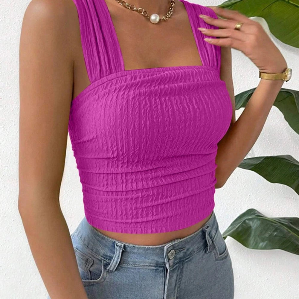Textured Square Neck Tank Top