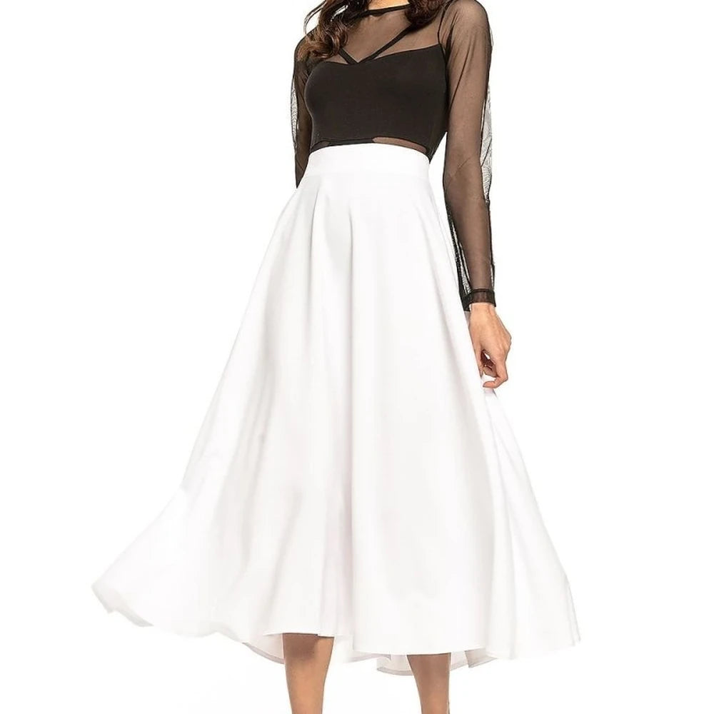 Midi Skirt with Belt and Zipper Detail