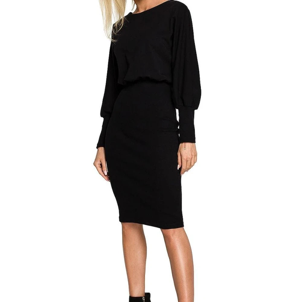 Green Day Dress with Elastic Waistband