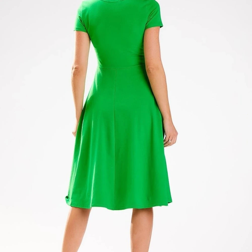 Midi Dress Envelope Neckline Short Sleeves