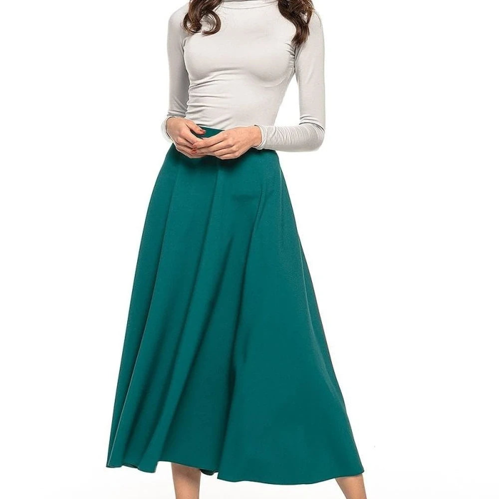 Midi Skirt with Belt and Zipper Detail