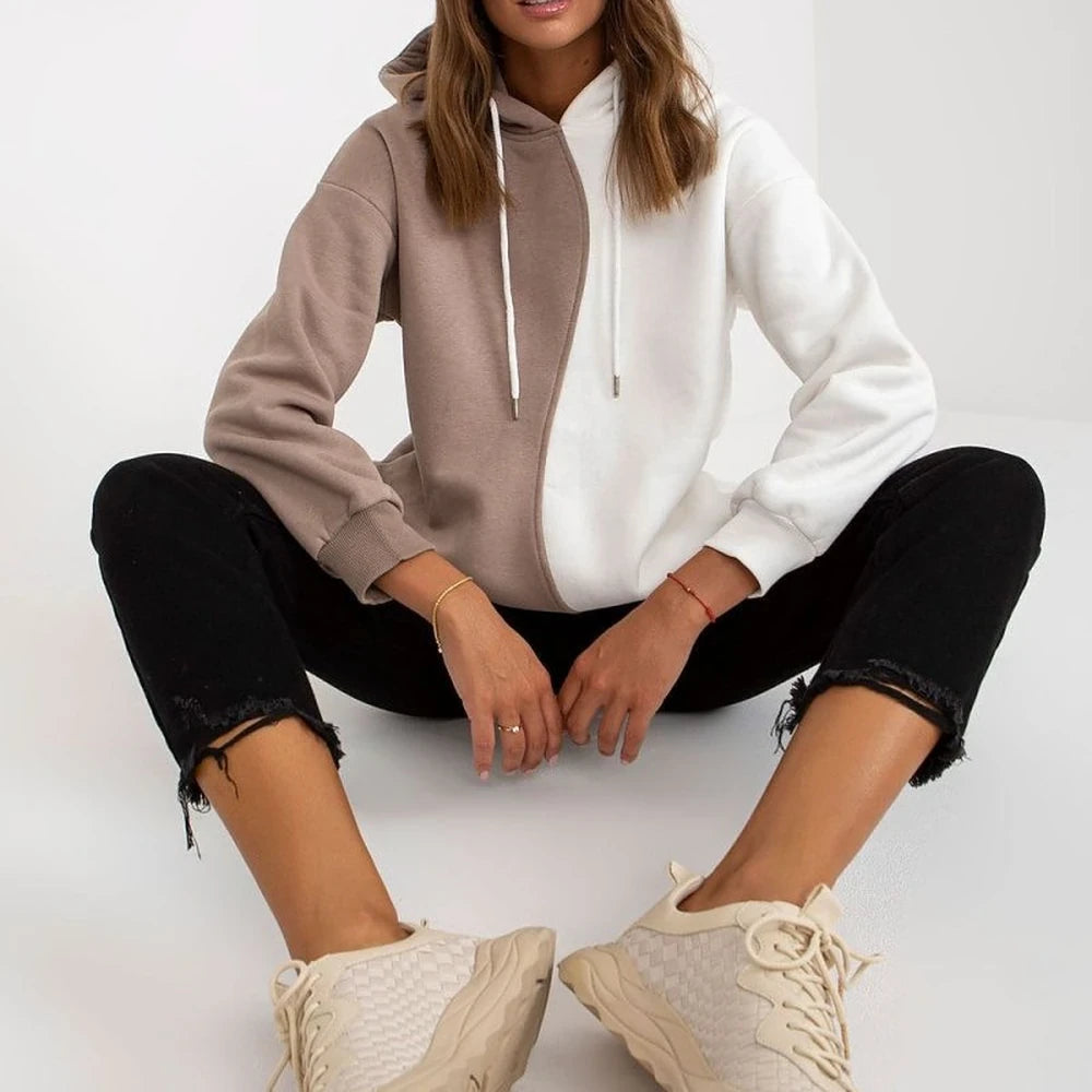 Women's Two-Color Hooded Sweatshirt