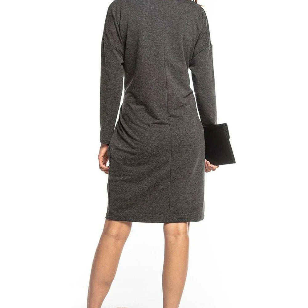 Midi Dress with Tie Belt in Cotton Knit