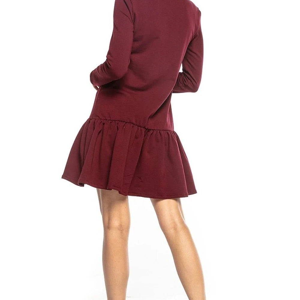 Sporty Midi Sweatshirt Dress with Frill
