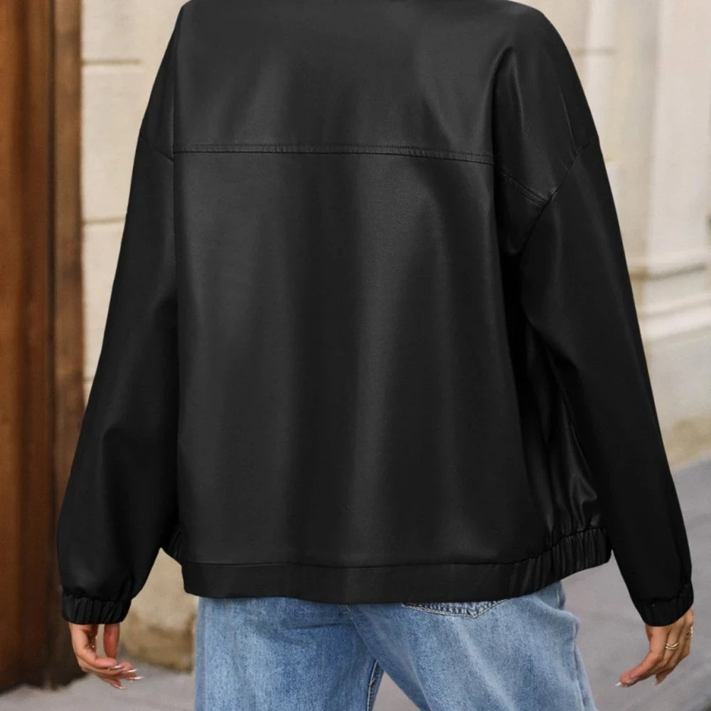 Women's Zip-Up Dropped Shoulder Jacket