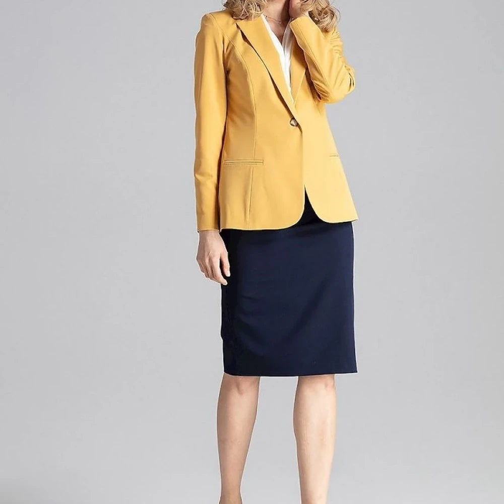 Classic One-Button Jacket with Colorful Lining