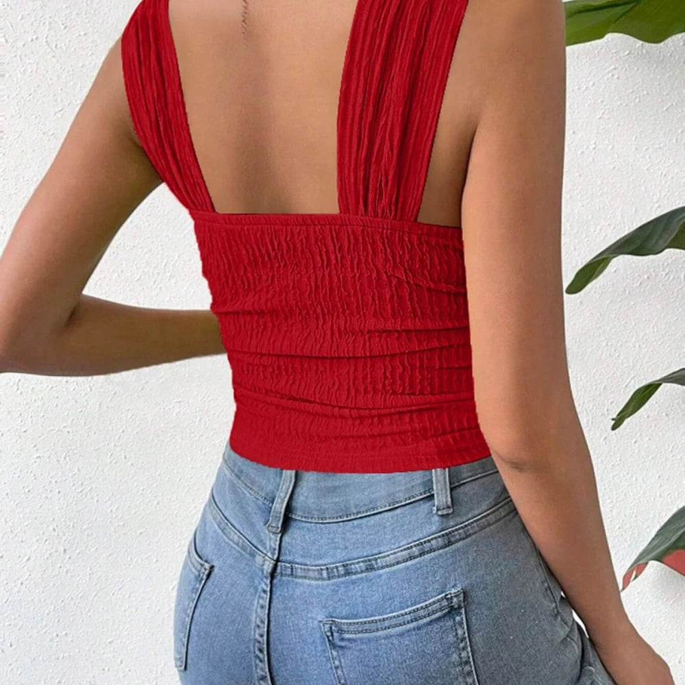 Textured Square Neck Tank Top