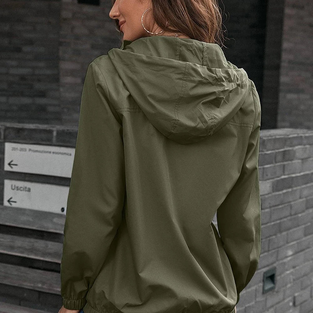 Hooded Sports Jacket with Button-Down