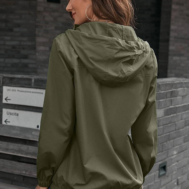 Hooded Sports Jacket with Button-Down