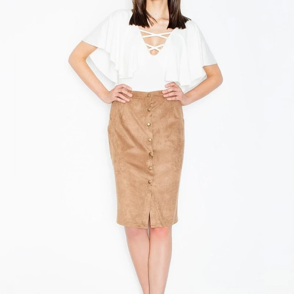 Green Suede Pencil Skirt with Zip