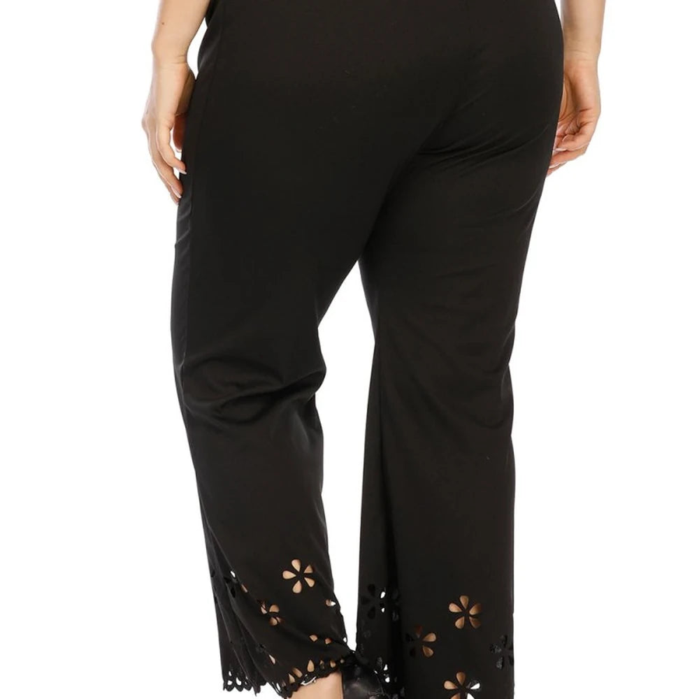 Plus Size Openwork Pants - Polyester Blend