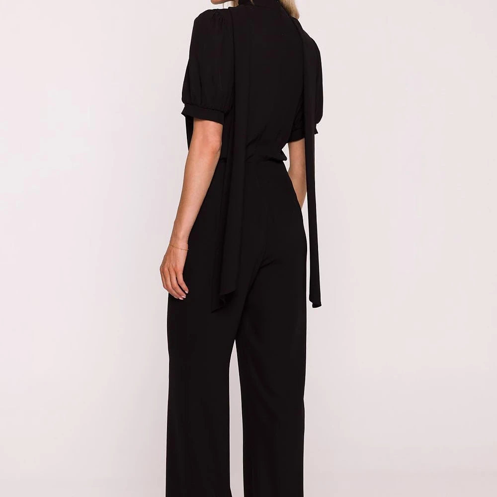 Women's Elegant Suit V-Neck Wide Leg Trousers