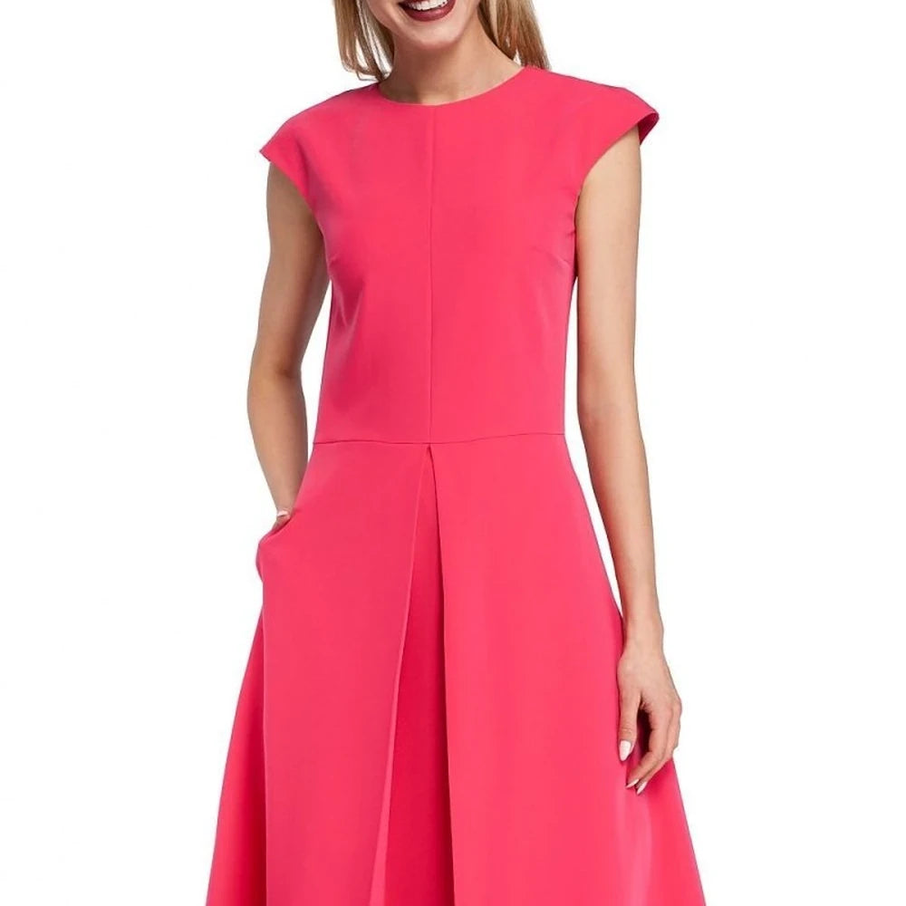 Classic Midi Dress with Pleated Skirt