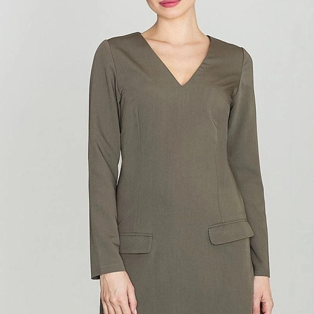Women's Straight Cut Day Dress with Zipper