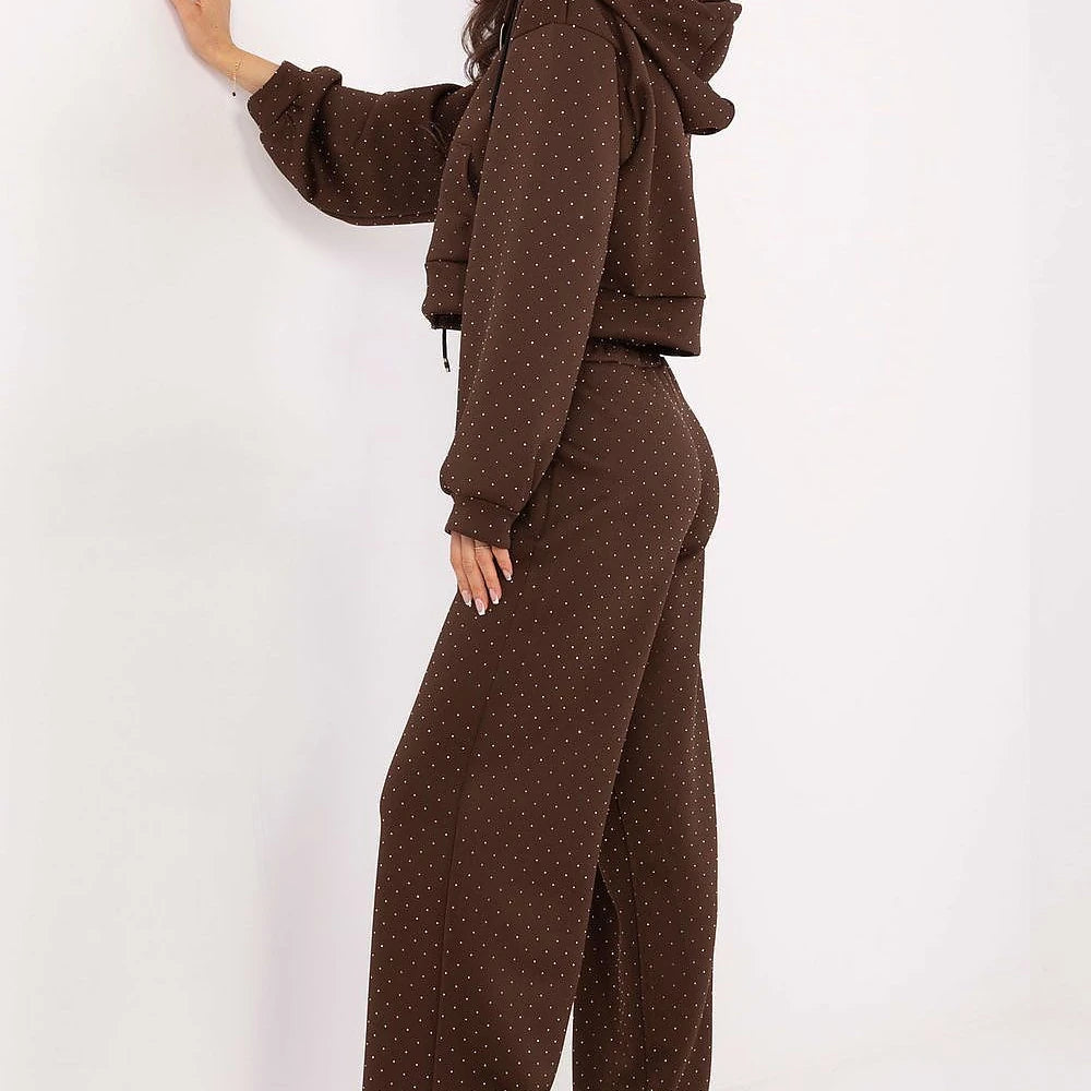 Women's Sweat Suit Set with Jet Stone Embellishments