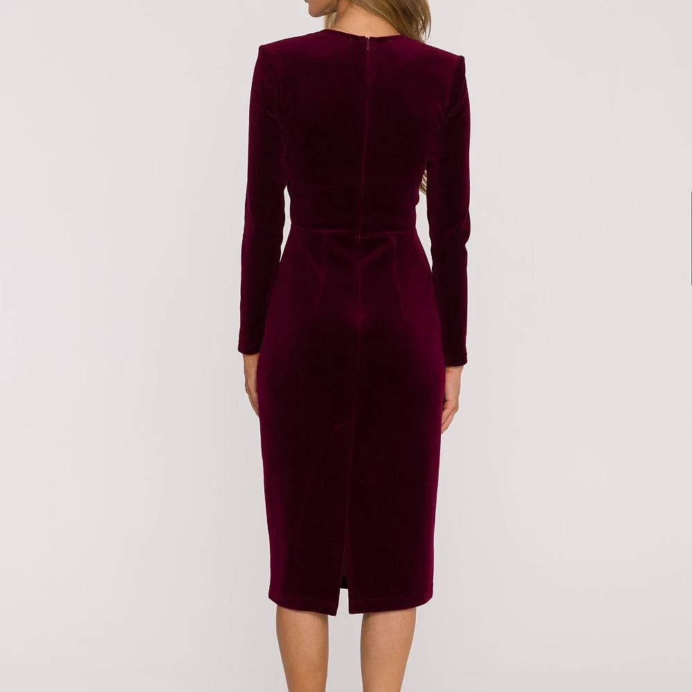 Velvet Sweetheart Neck Pencil Dress
