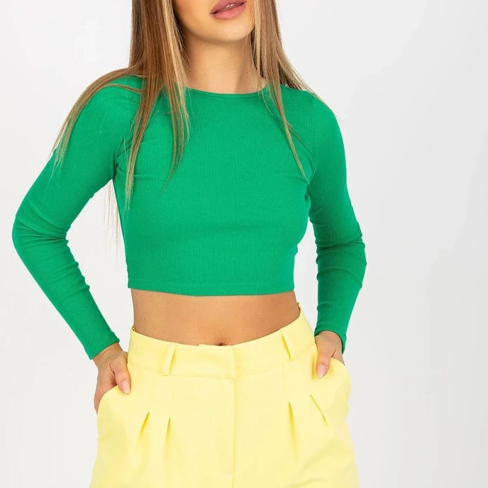 Green Cotton Spandex Cutout Back Blouse