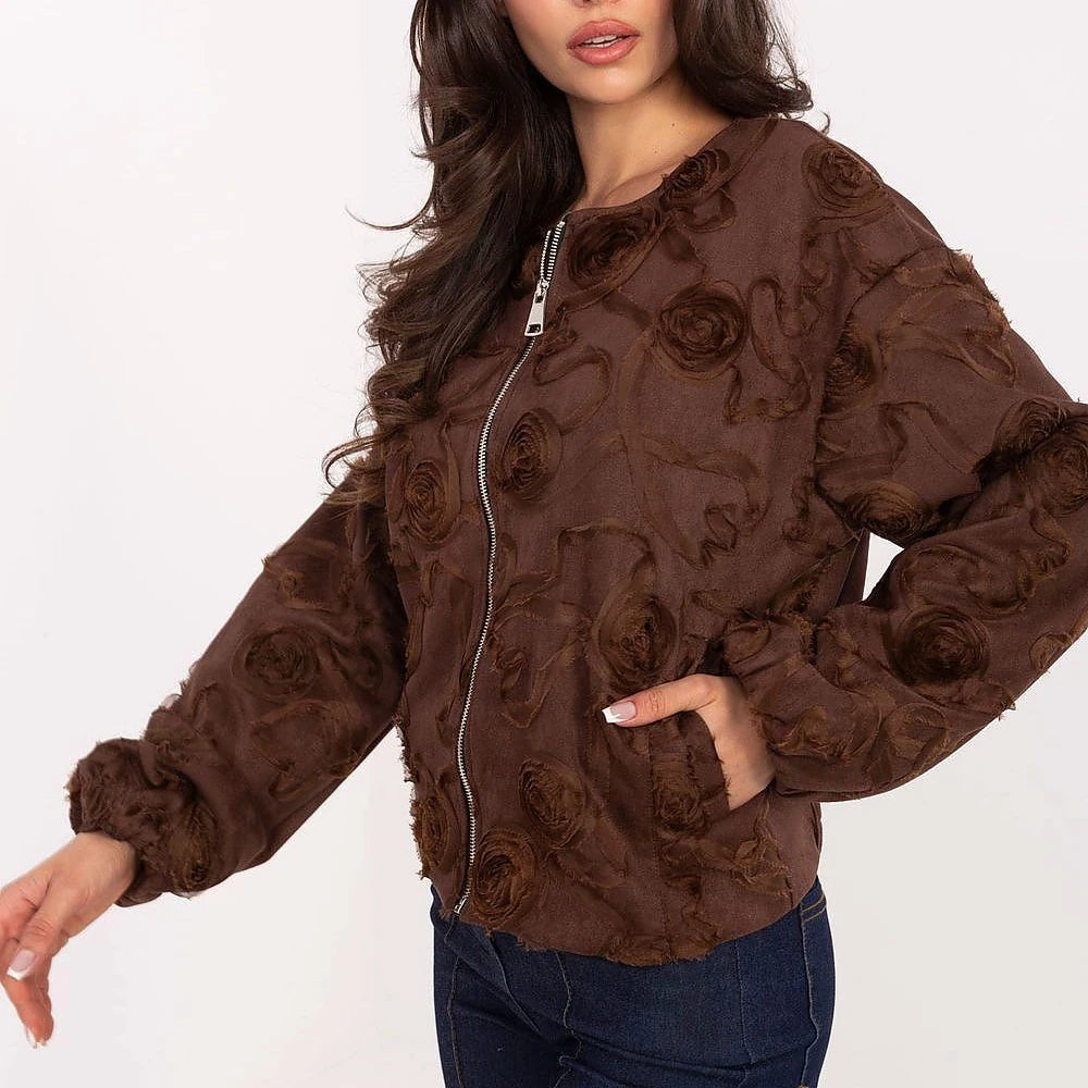 Paris Bomber Jacket with Floral Appliqué