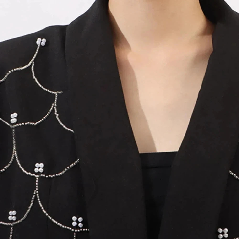 Pearl Detail Long Sleeve Blazer