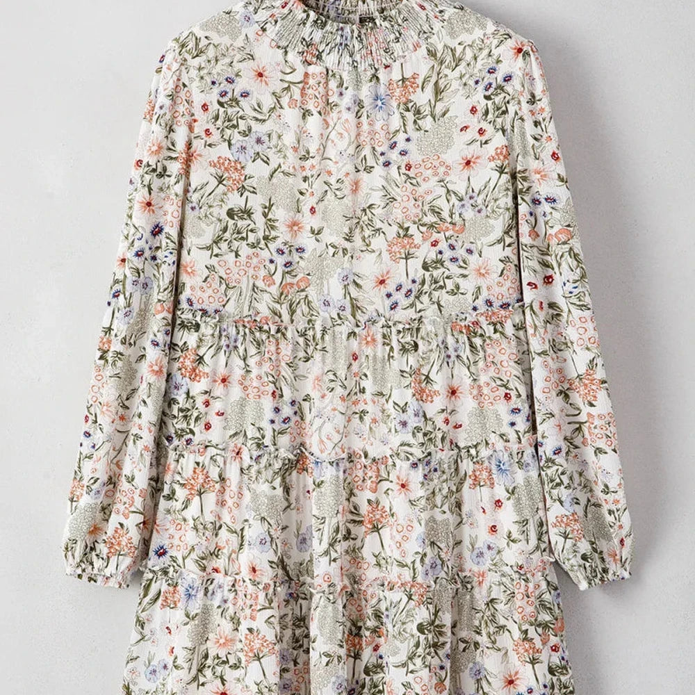 Printed Mock Neck Mini Dress