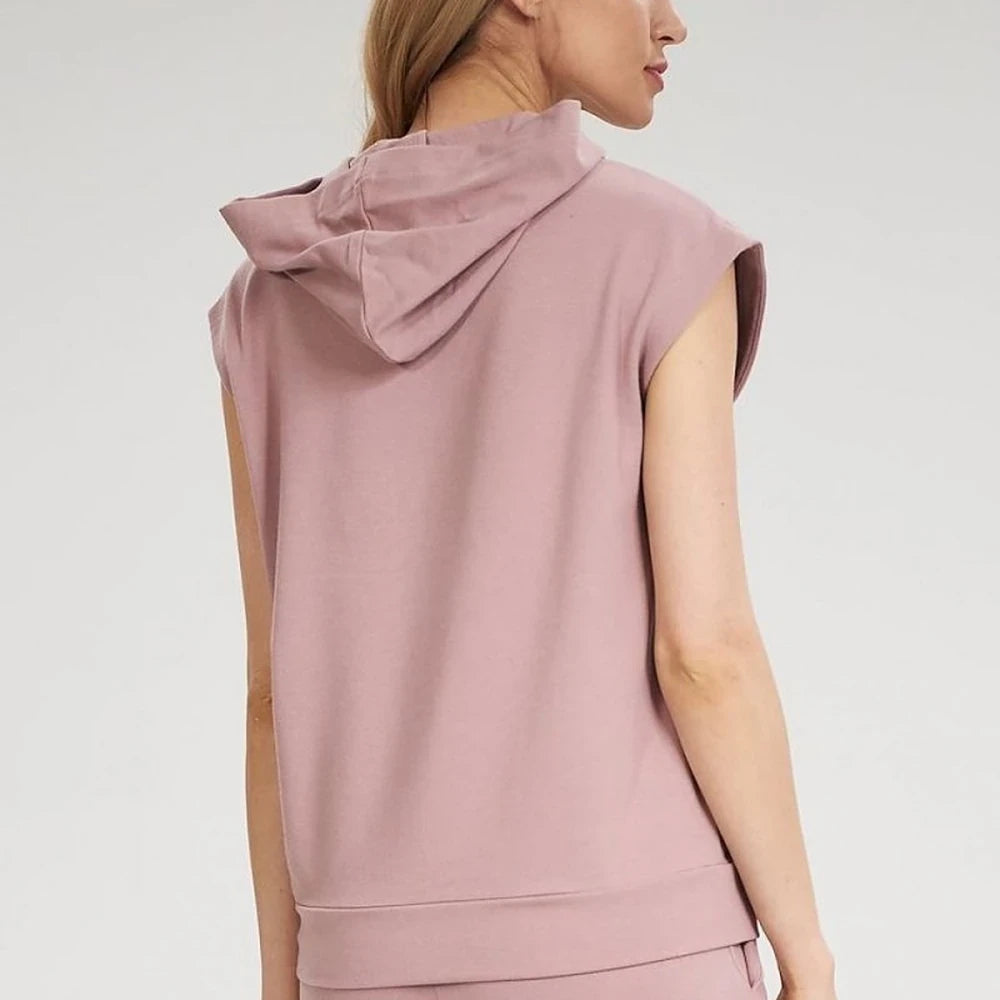 Loose Fit Cotton Spandex Hooded Sweatshirt - Yellow