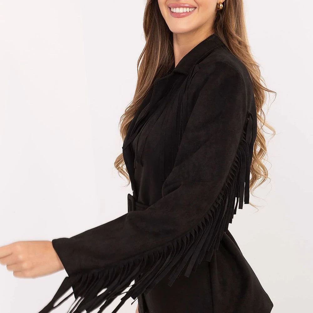 Rue Paris Suede Blazer with Fringe