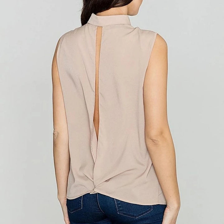 Sleeveless Shirt with Pearl Details