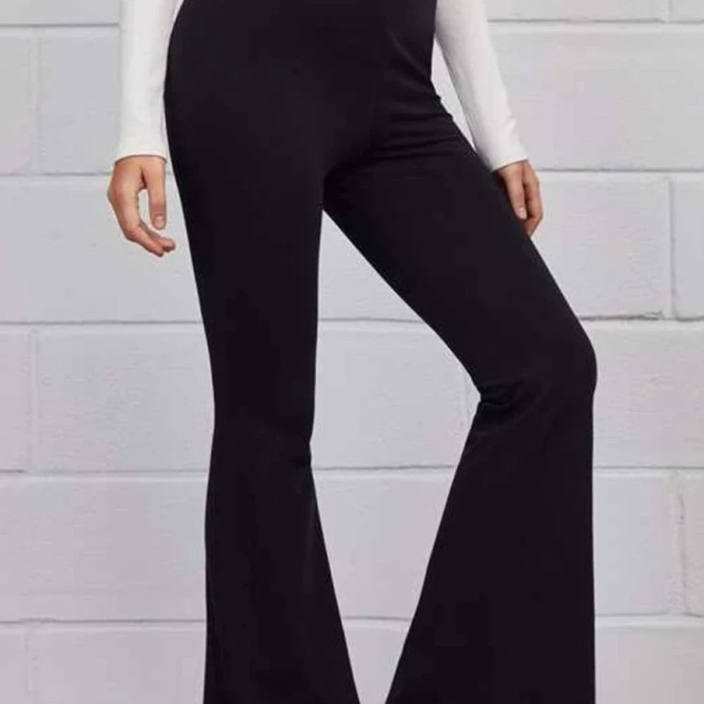 Flared Pull-On Pants with Tie Belt