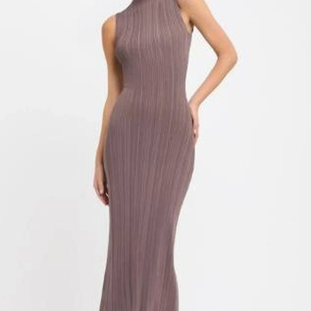 Knit Turtleneck Sleeveless Sheath Dress