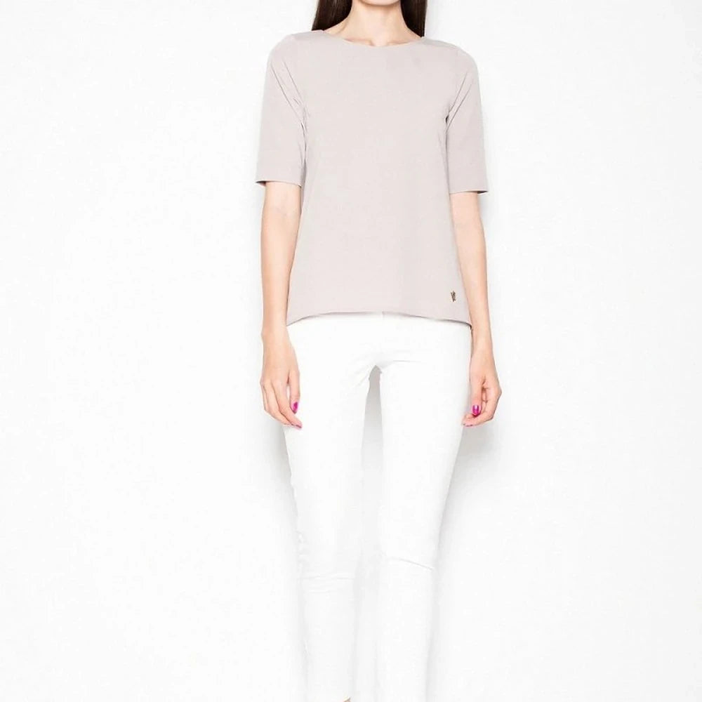 Short Sleeve Cut-Out Back Blouse