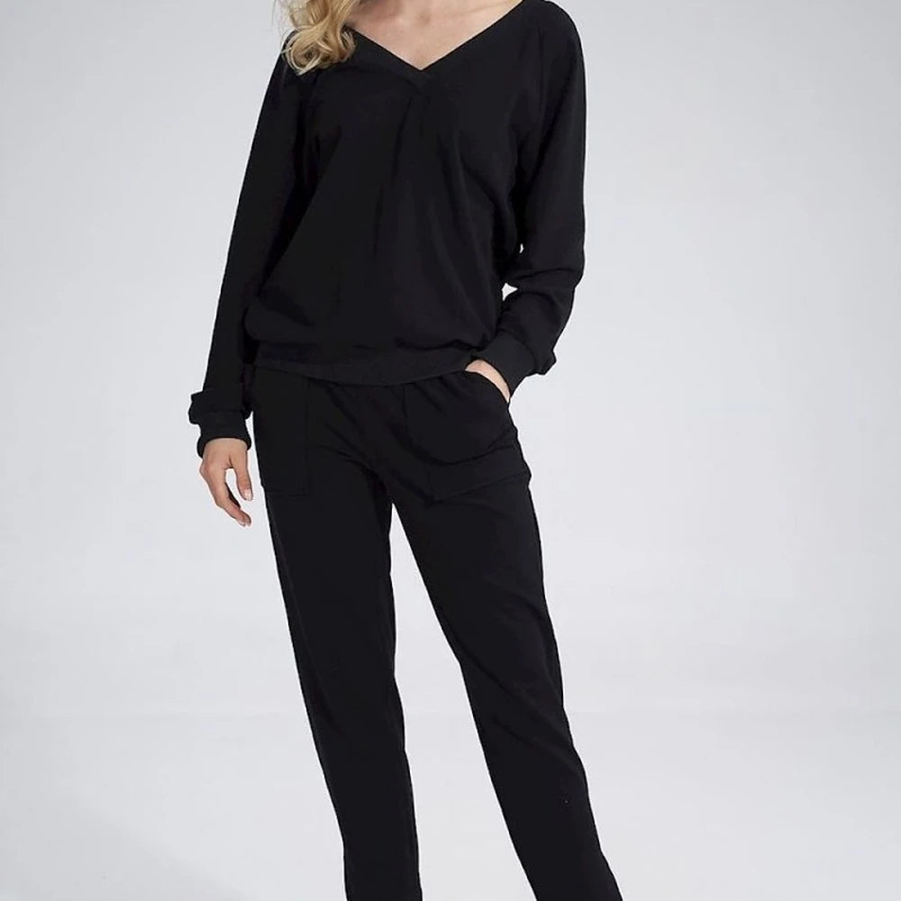Cotton Ribbed Hem Sweatshirt with Tie Back