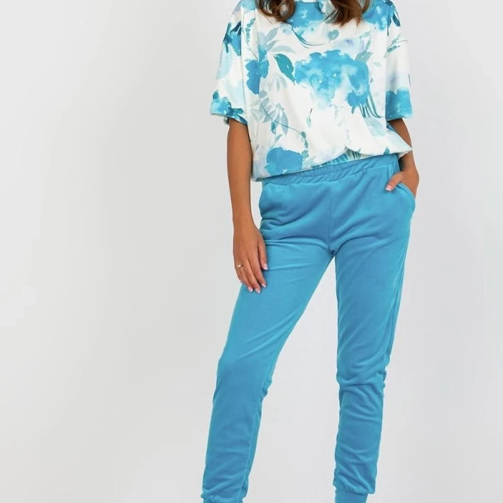Velour Blouse and Pants Set
