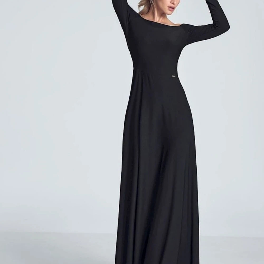 Black Maxi Dress with Long Sleeves