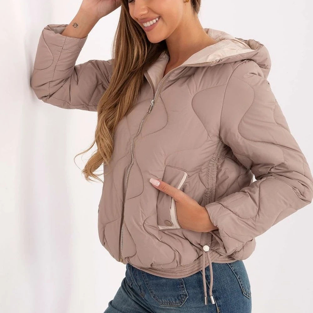 Women's Polyester Quilted Jacket with Hood