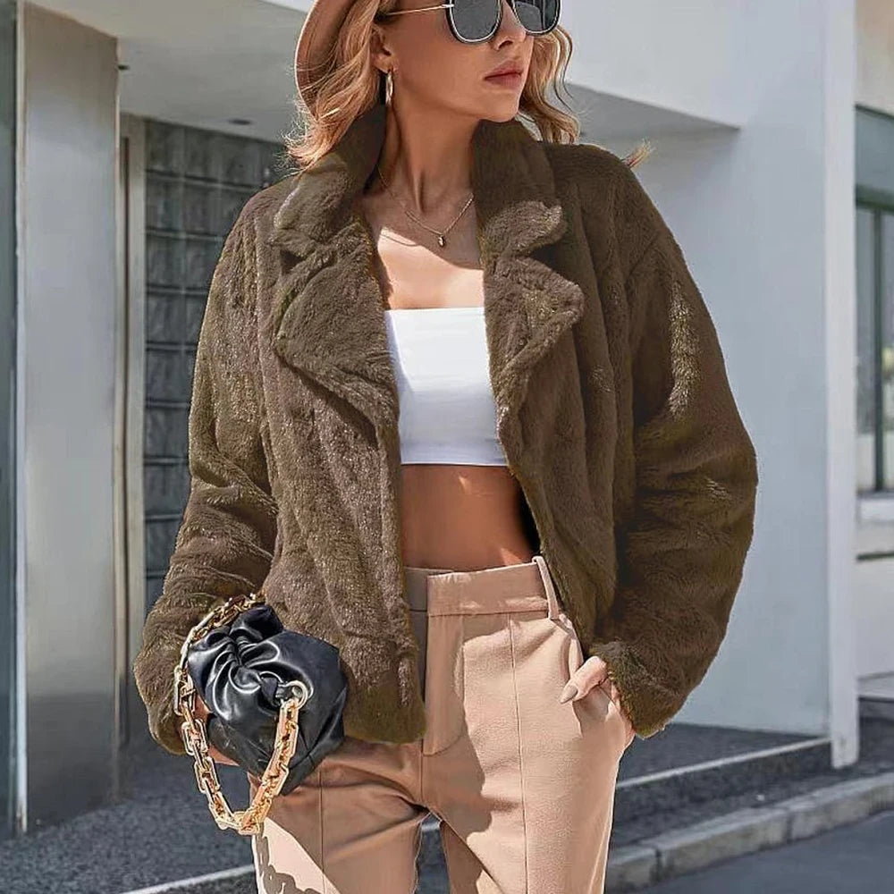 Women's Plush Open Shoulder Jacket