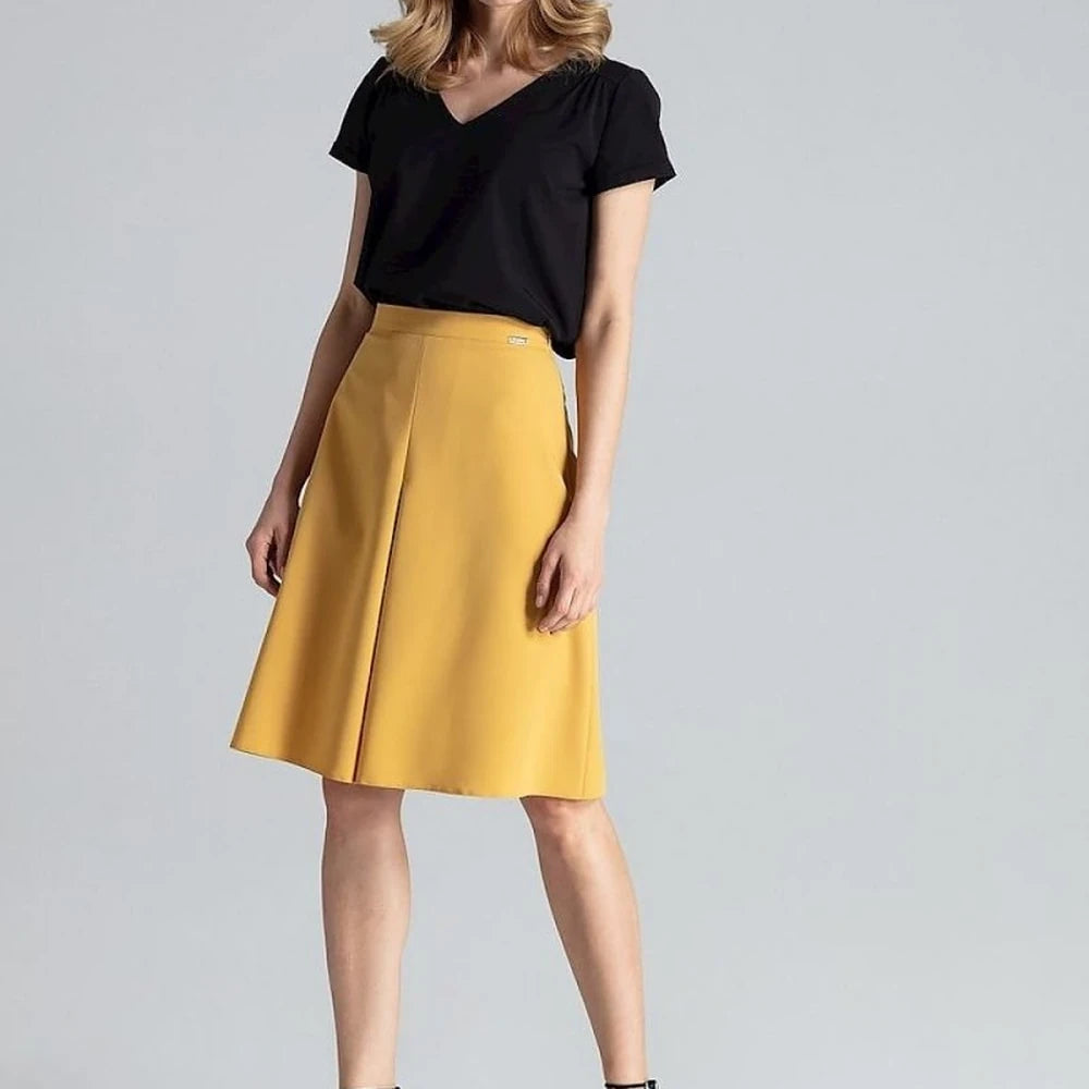 A-Line Midi Skirt with Pleated Details