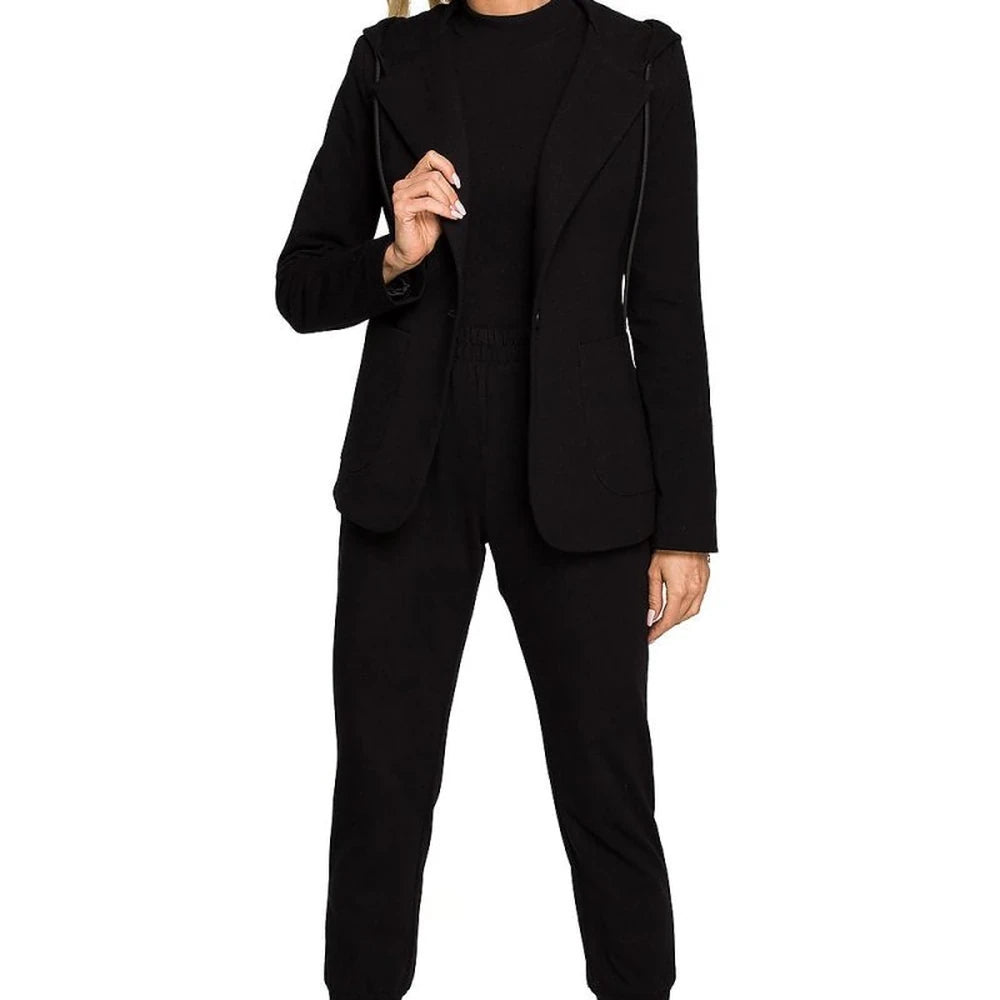 Knitted Jacket with Hood and Pockets