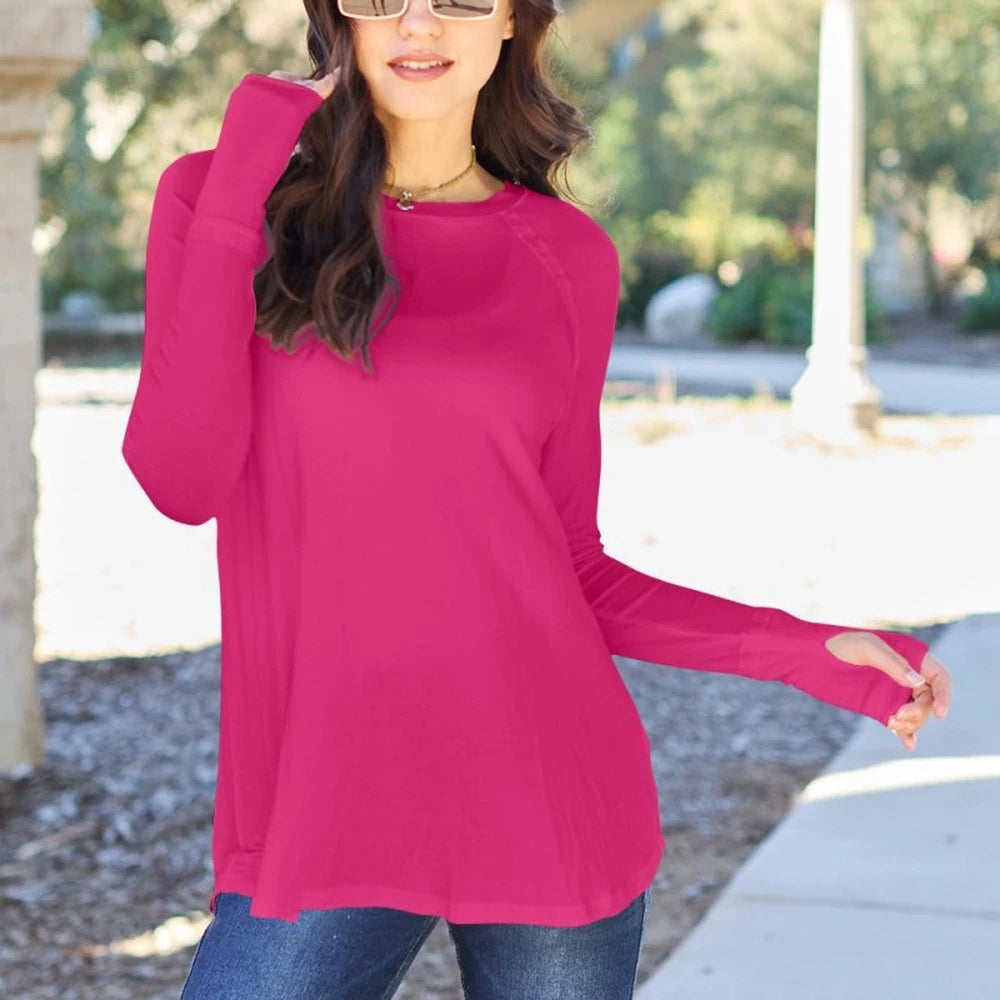 Women's Round Neck Long Sleeve Tee