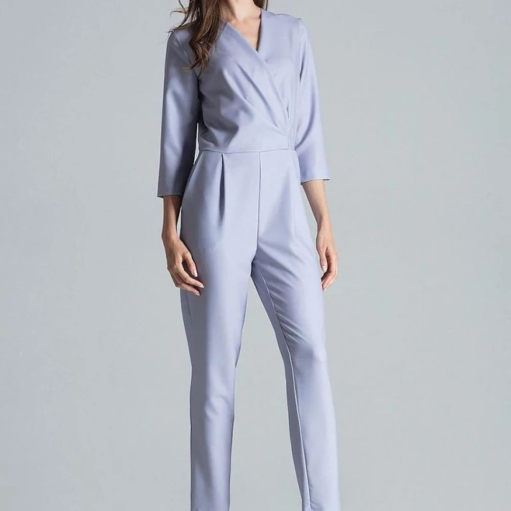 Patterned Jumpsuit with Envelope Neckline