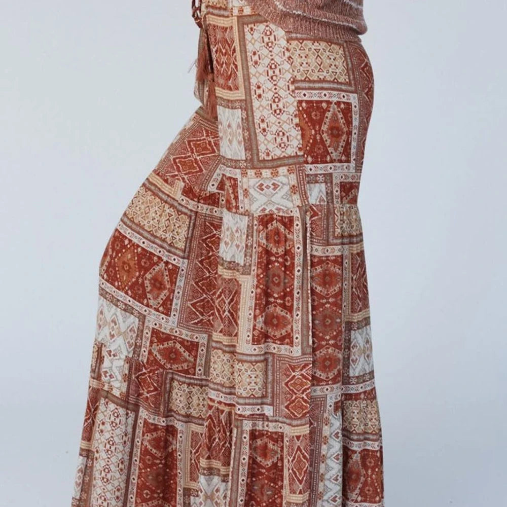 Geometric High Waist Wide Leg Pants