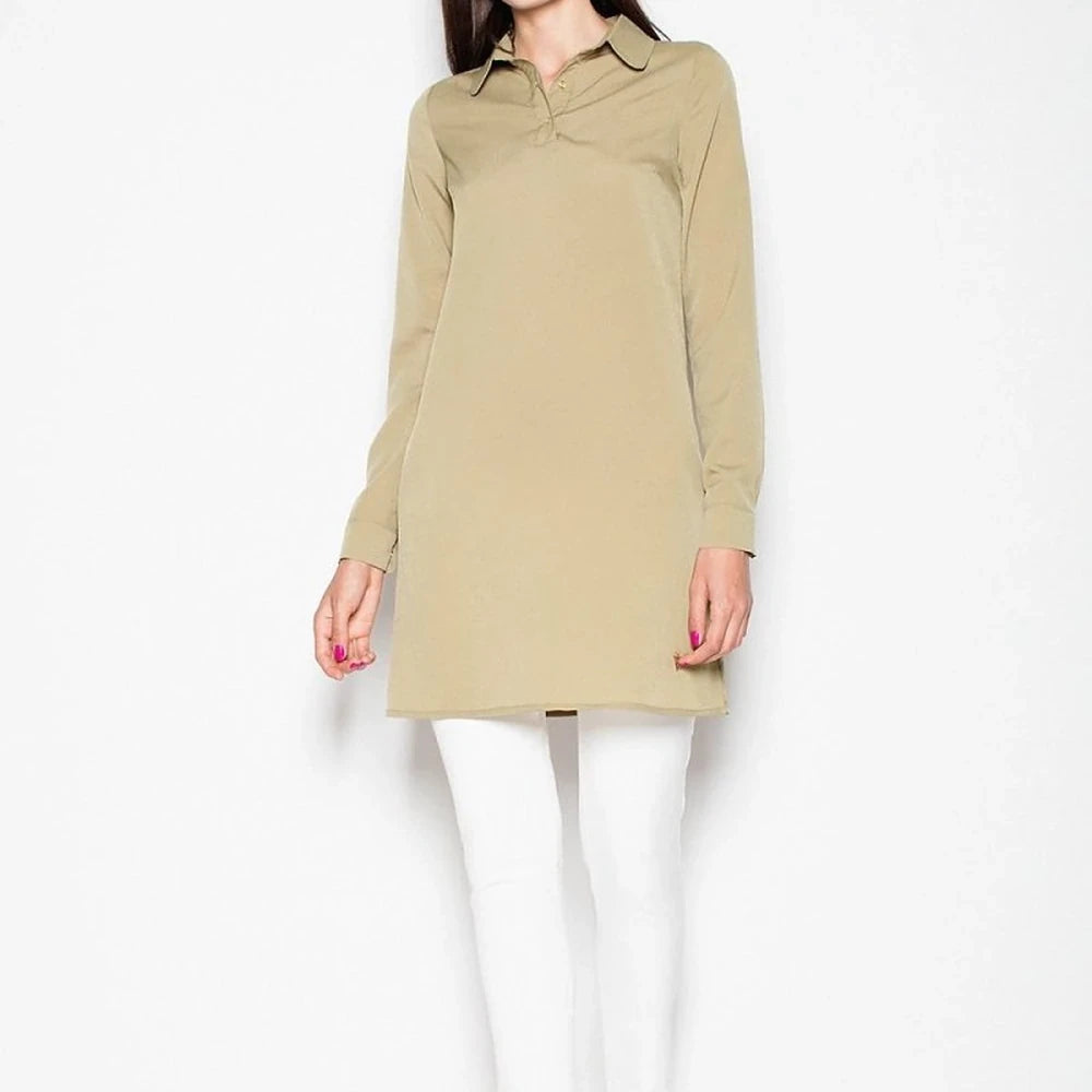 Long Sleeve Knit Blouse with Button Neck