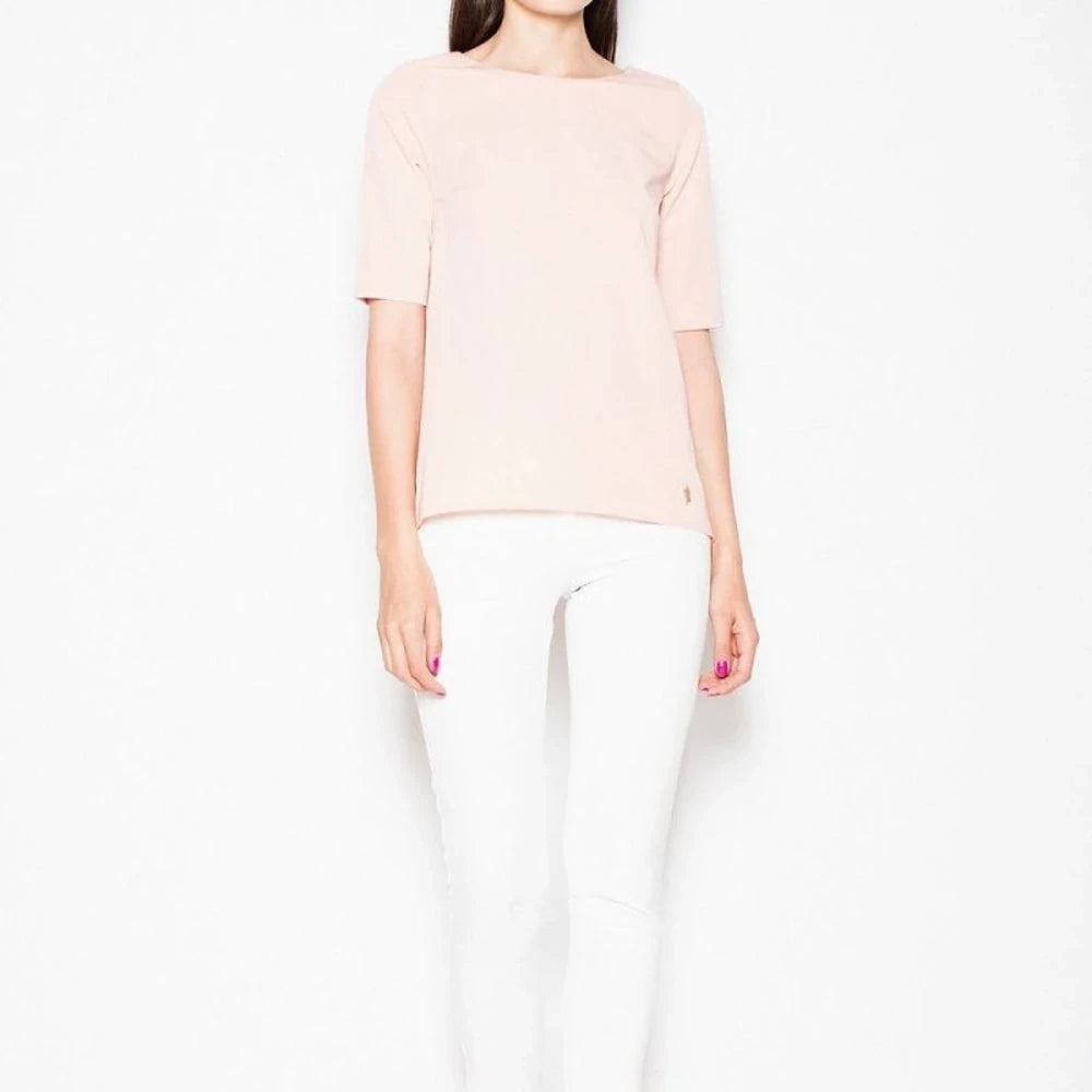 Short Sleeve Cut-Out Back Blouse