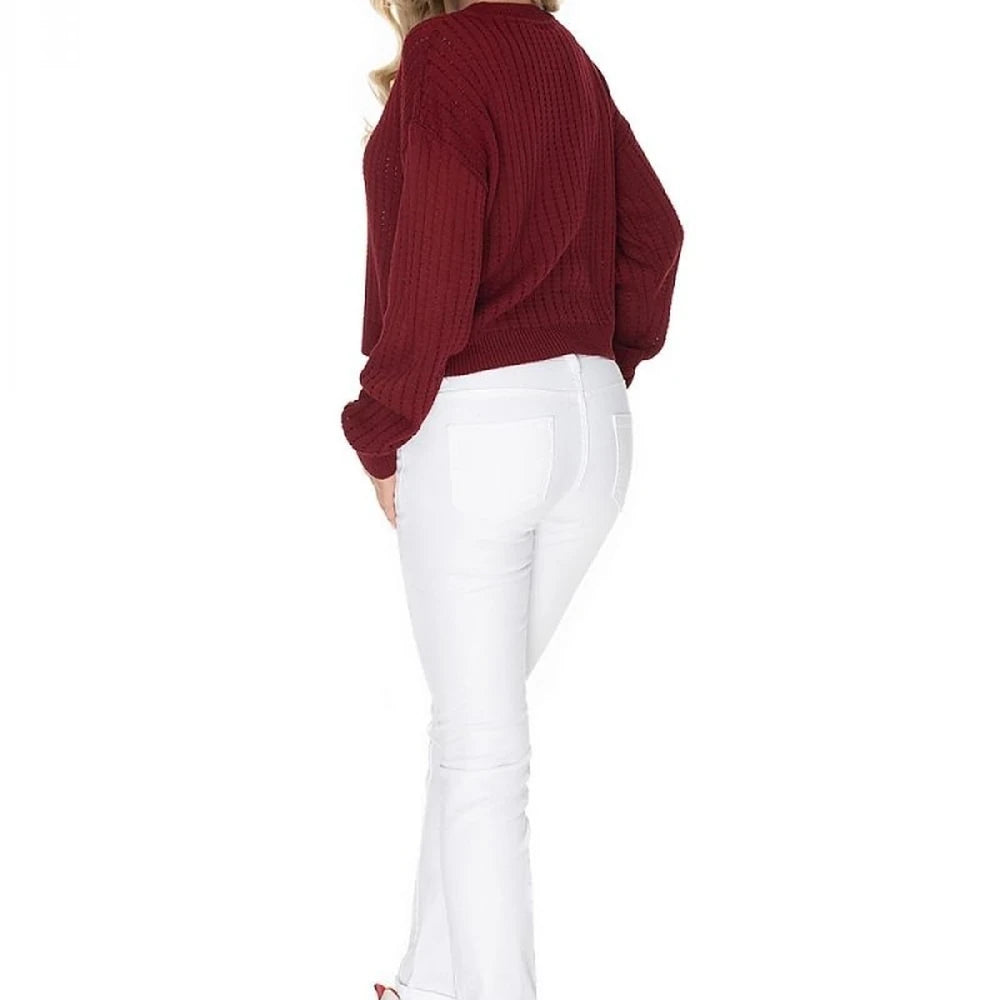 Boat Neck Knit Sweater with Long Sleeves