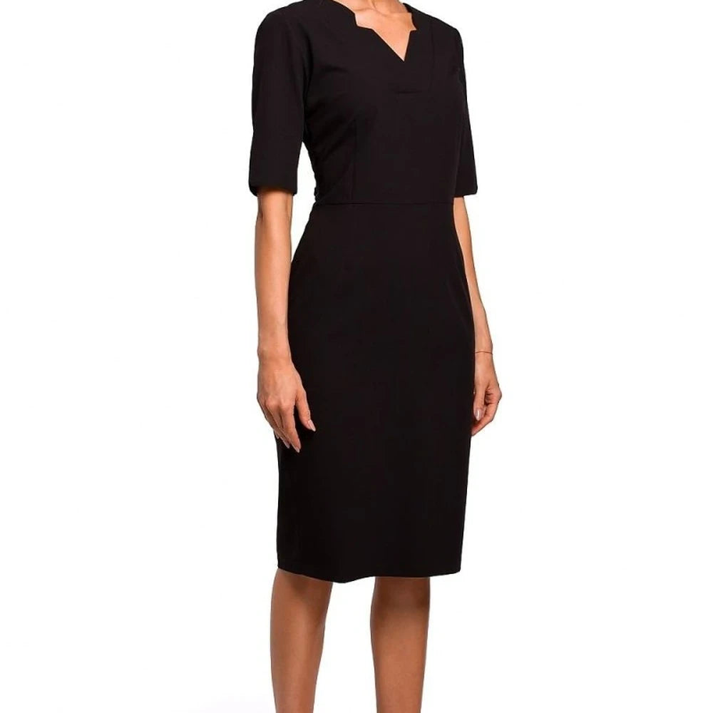 Elegant Pencil Dress with V-Neck and Cutouts